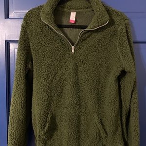 Olive Sherpa half zip